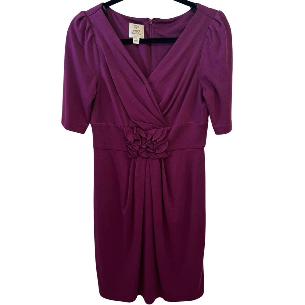 Suzi Chin for Maggy Boutique Dress Womens 6 purple Silk Chiffon Pleated